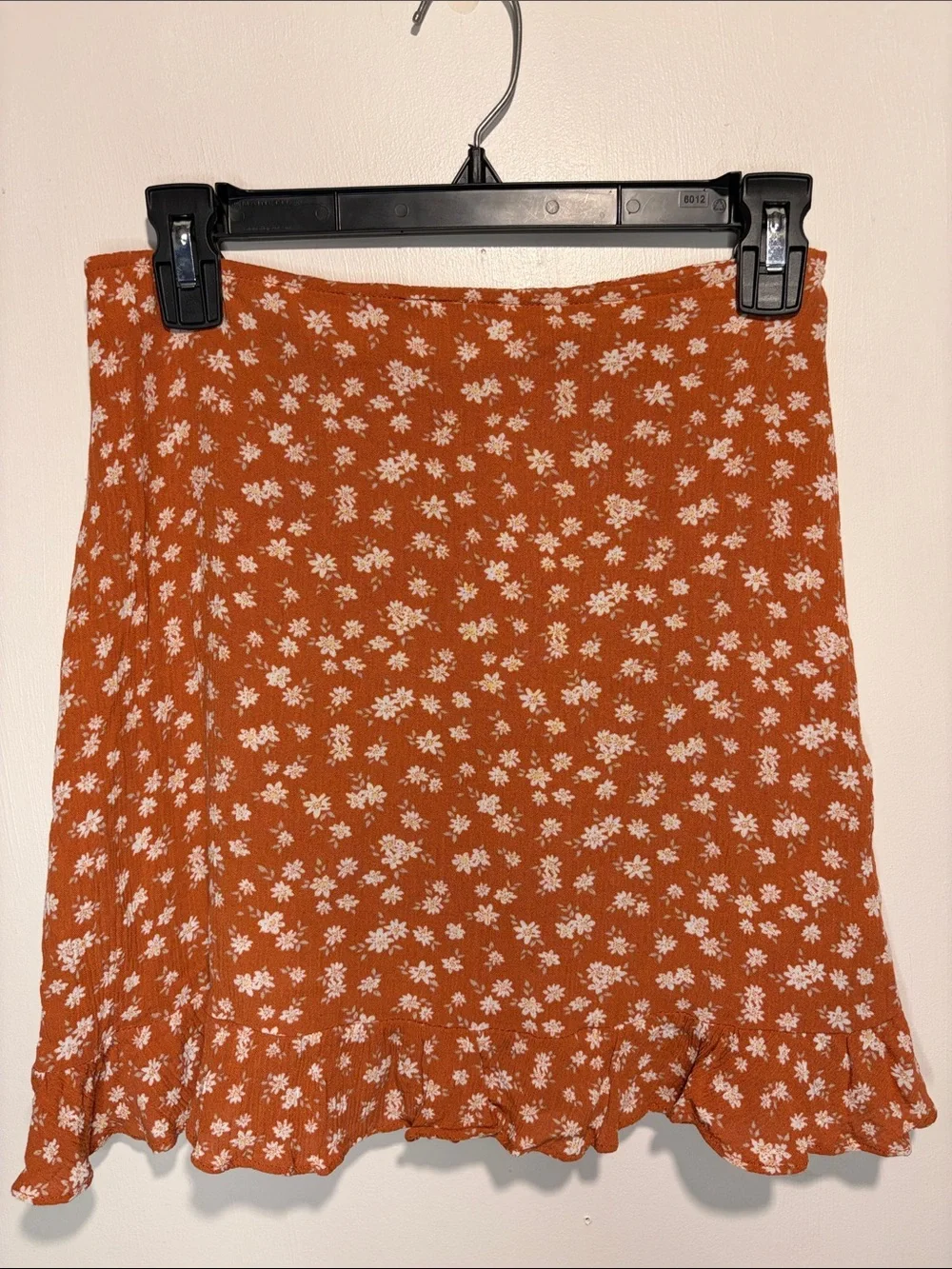Abercrombie & Fitch Rust Ditzy Floral Print Ruffle Hem Mini Skirt Size Small